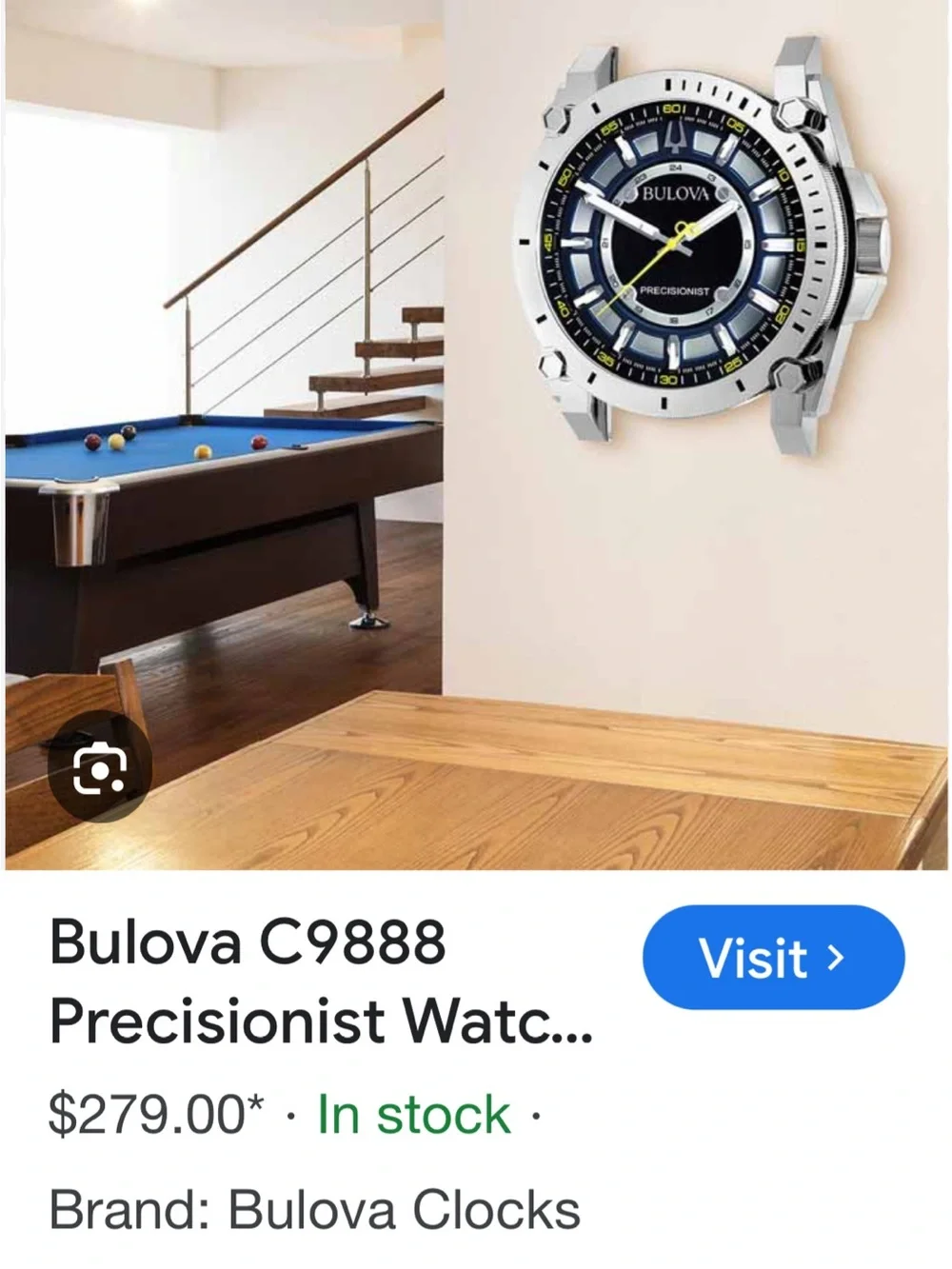 Bulova Wall Clock - Silver, Black, Yellow